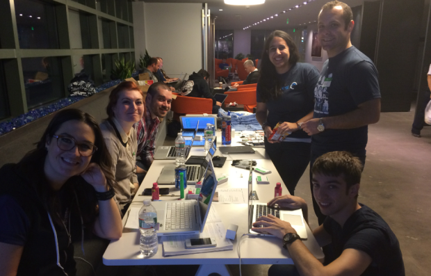Some of the awesome and unusually attractive volunteers at Music Hack Day Boston
